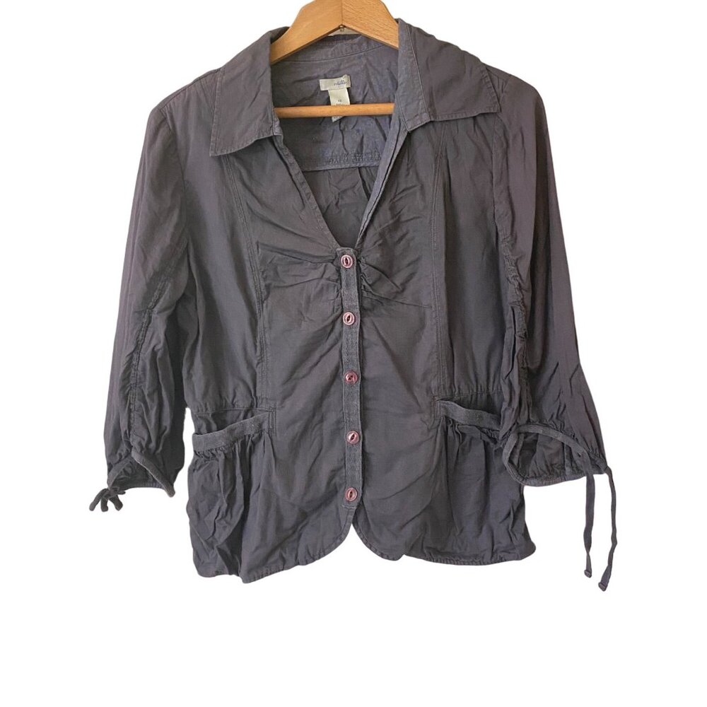 Vintage Women's Odille Anthropologie Purple Blouse Shirt 100% Cotton Size 12